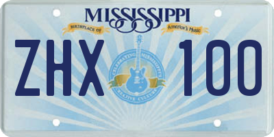 MS license plate ZHX100