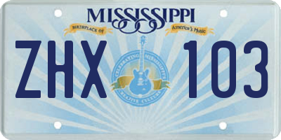 MS license plate ZHX103