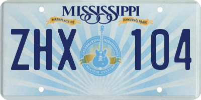 MS license plate ZHX104