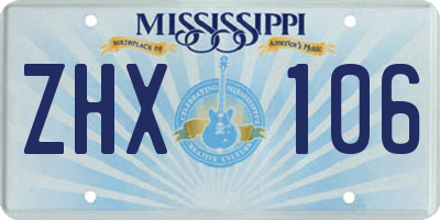 MS license plate ZHX106