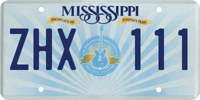 MS license plate ZHX111