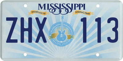 MS license plate ZHX113