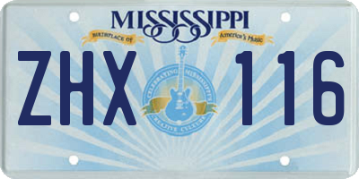MS license plate ZHX116