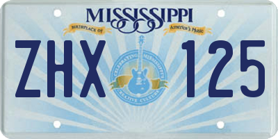MS license plate ZHX125