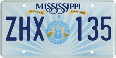 MS license plate ZHX135