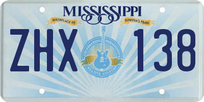 MS license plate ZHX138