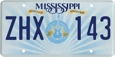 MS license plate ZHX143