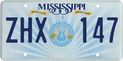 MS license plate ZHX147