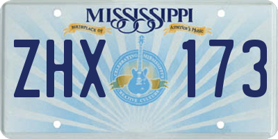 MS license plate ZHX173