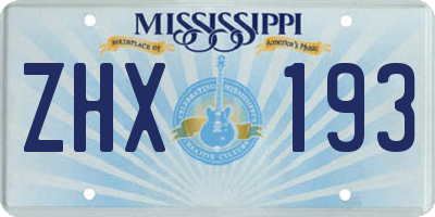 MS license plate ZHX193