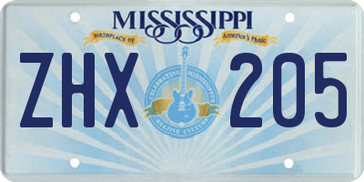 MS license plate ZHX205
