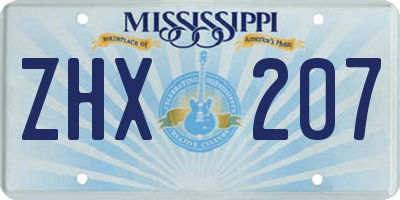 MS license plate ZHX207