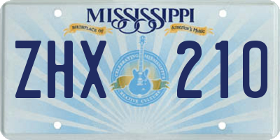 MS license plate ZHX210