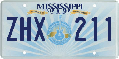 MS license plate ZHX211