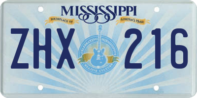 MS license plate ZHX216
