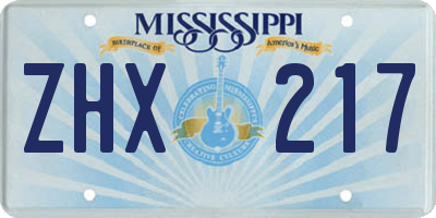 MS license plate ZHX217