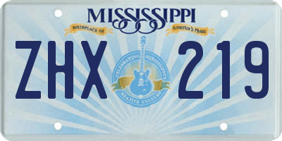 MS license plate ZHX219