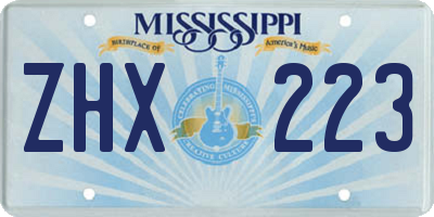 MS license plate ZHX223