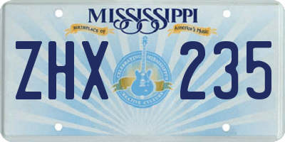 MS license plate ZHX235