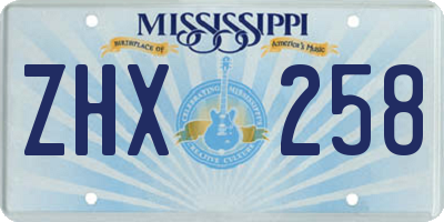 MS license plate ZHX258