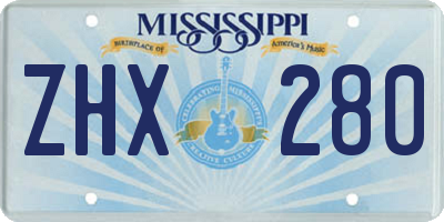 MS license plate ZHX280
