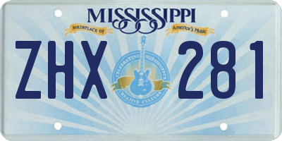 MS license plate ZHX281
