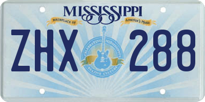 MS license plate ZHX288