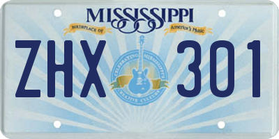 MS license plate ZHX301