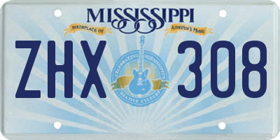 MS license plate ZHX308