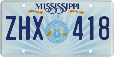MS license plate ZHX418