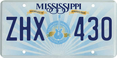 MS license plate ZHX430