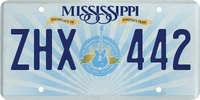 MS license plate ZHX442