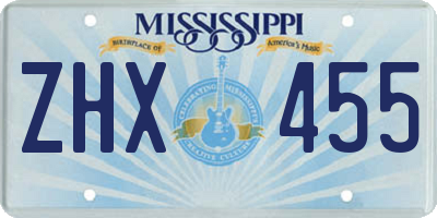 MS license plate ZHX455