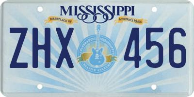 MS license plate ZHX456