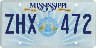 MS license plate ZHX472