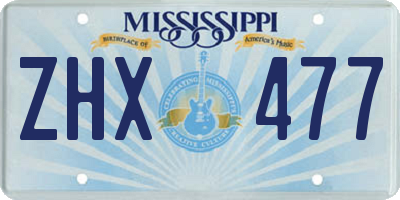 MS license plate ZHX477