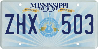 MS license plate ZHX503