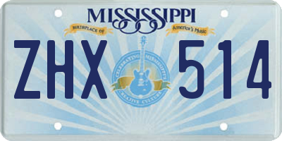 MS license plate ZHX514