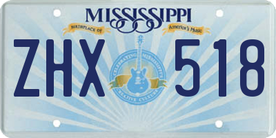 MS license plate ZHX518