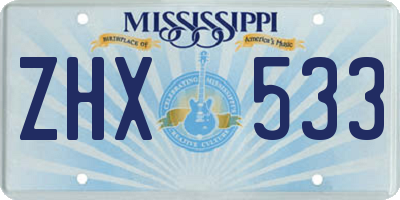 MS license plate ZHX533