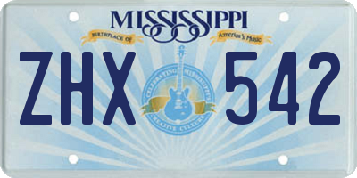 MS license plate ZHX542