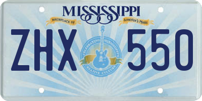 MS license plate ZHX550