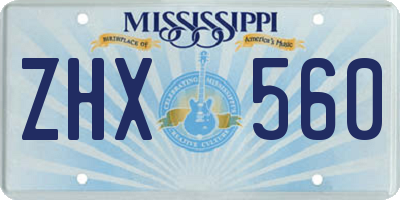 MS license plate ZHX560
