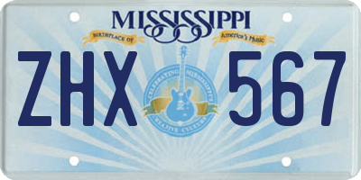 MS license plate ZHX567