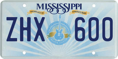 MS license plate ZHX600