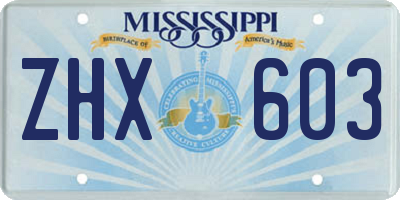 MS license plate ZHX603