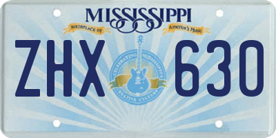 MS license plate ZHX630