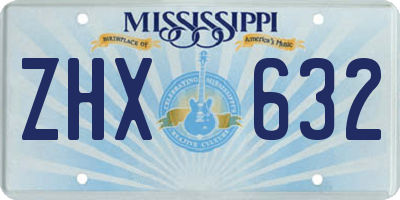 MS license plate ZHX632