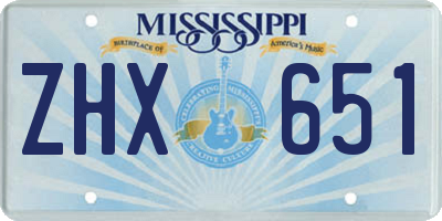 MS license plate ZHX651