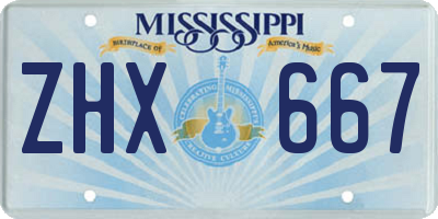 MS license plate ZHX667